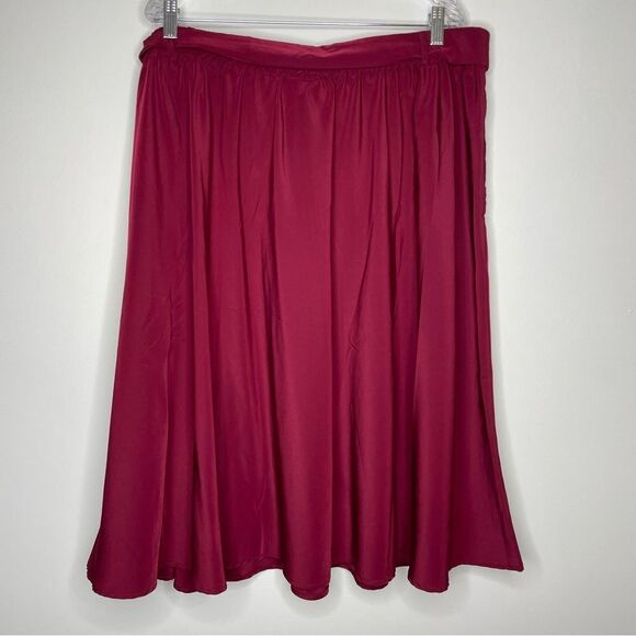 ModCloth On My Way A-Line Skirt Burgundy Bow Tie with pockets - Picture 5 of 9
